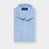 Contemporary Fit Light Blue Prince of Wales Check Cotton Shirt with Cut-away Collar & Two Button Cuff