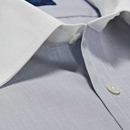 Classic Fit Plain Light Grey End-on-End Cotton Shirt with Classic Collar & Double Cuff