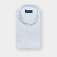 Classic Fit Plain White Cotton Shirt with Cut-away Collar & Two Button Cuff