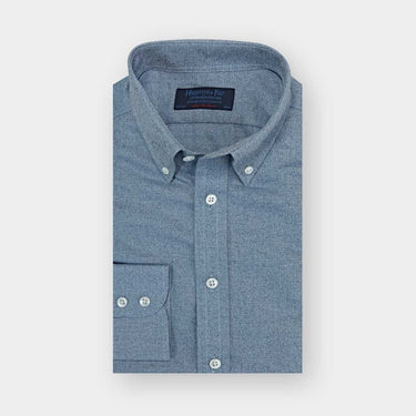 Contemporary Fit Blue Fleck Shirt with Button Down Collar & Two Button Cuff