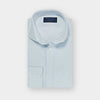 Contemporary Fit Grey & Blue Twill Check Cotton Shirt with Cut-away Collar & Two Button Cuff