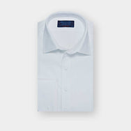 Contemporary Fit Marcella Front White Cotton Poplin Dress Shirt with Classic Collar & Double Cuff