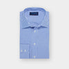 Contemporary Fit Blue Bengal Stripe Cotton Shirt with Classic Collar & Two Button Cuff