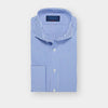 Contemporary Fit Blue Bengal Stripe Cotton Poplin Shirt with Cut-away Collar & Double Cuff