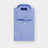 Classic Fit Plain Blue End-on-End Cotton Shirt with Classic Collar & Two Button Cuff