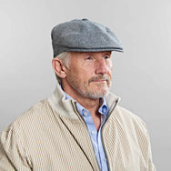 Navy Herringbone Silk Toni Cap