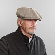 Brown Micro Houndstooth Cotton & Linen Gatsby Cap