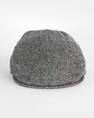 Black And White Plain Weave 100% Wool Made In England Flat Cap