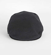 Black Linen Flat Cap