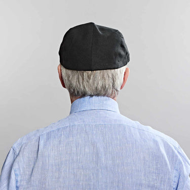 Black Linen Flat Cap