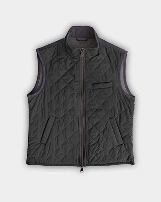 Black Quilted Gilet with Navy Knitted Back