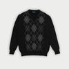 Black V - Neck Cashmere Argyle Sweater