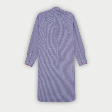 Blue Fine Gingham Check Sea Island Quality Cotton Nightshirt with Red Piping MTM1024