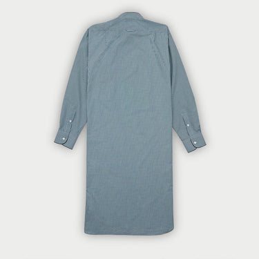 Blue & Green Check Cotton Nightshirt with Navy Piping