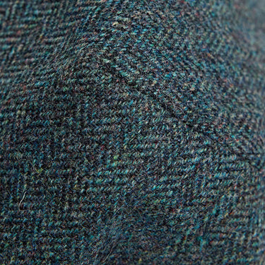 Blue Herringbone Wool Flat Cap