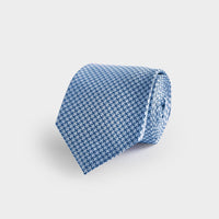 Blue Houndstooth Silk Tie