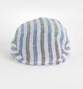 Blue Oxford Stripe Cotton Flat Cap