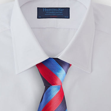 Blue, Red & Navy Block Stripe Silk Tie