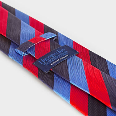 Blue, Red & Navy Block Stripe Silk Tie