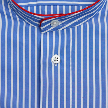 Blue & White Stripe Sea Island Cotton Quality Nightshirt with Red Piping MTM1033