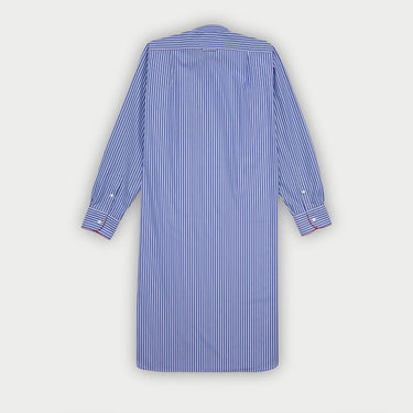 Blue & White Stripe Sea Island Cotton Quality Nightshirt with Red Piping MTM1033