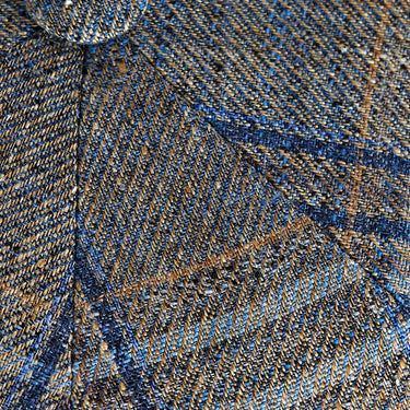 Blue With Brown & Navy Overcheck Cotton & Linen Toni Cap