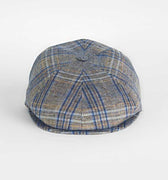 Blue With Brown & Navy Overcheck Cotton & Linen Toni Cap