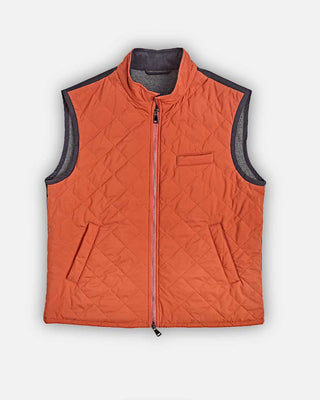 Brick Red Quilted Gilet with Navy Knitted Back
