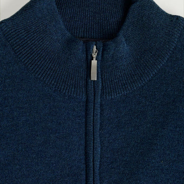 British Blue Zip Neck Cashmere Sweater