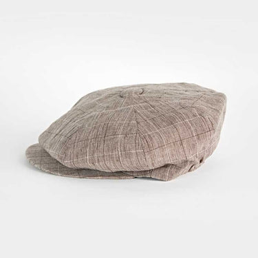Brown Checked Linen Gatsby Cap