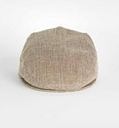 Brown Micro Herringbone Cotton & Linen Mix Flat Cap