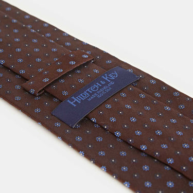 Brown Miniature Floral Motif Silk Tie