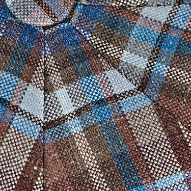 Brown Multicolour Check Silk, Linen & Wool Gatsby Cap