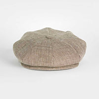 Brown Plain Micro Houndstooth Cotton & Linen Mix Gatsby Cap