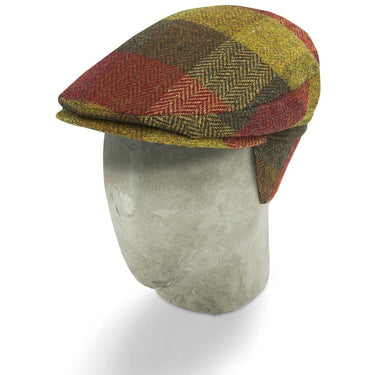 Brown, Red & Yellow Checked Herringbone Wool Harlem Cap