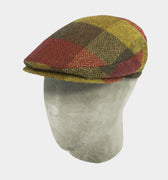 Brown, Red & Yellow Checked Herringbone Wool Harlem Cap