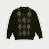Brown V - Neck Cashmere Argyle Sweater