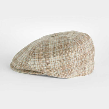Brown With Grey Check Silk & Wool Toni Cap
