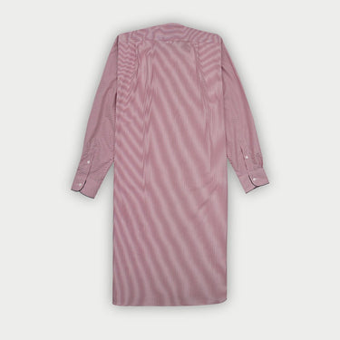 Burgundy Fine Bengal Stripe Sea Island Quality Cotton Nightshirt with Navy Piping