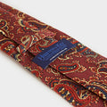 Burgundy Paisley Motif Printed Silk Tie
