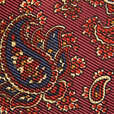 Burgundy Paisley Motif Printed Silk Tie