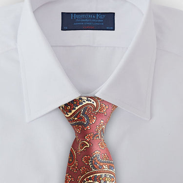 Burgundy Paisley Motif Printed Silk Tie