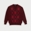 Burgundy V - Neck Cashmere Argyle Sweater