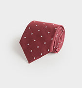 Burgundy & White Spot Silk Tie