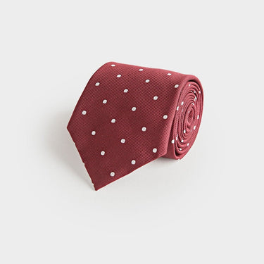 Burgundy & White Spot Silk Tie