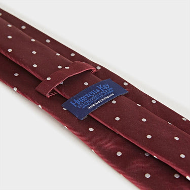 Burgundy & White Spot Silk Tie