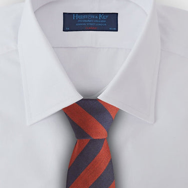 Burnt Orange Block Stripe Wool & Silk Blend Tie