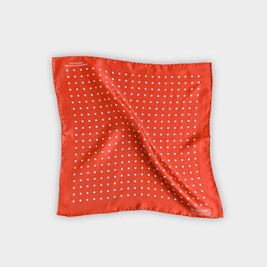 Burnt Orange & White Medium Spot Silk Pocket Square