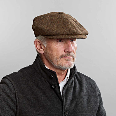 Camel Pick & Pick Donegal Tweed Wool Gatsby Cap