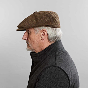 Camel Pick & Pick Donegal Tweed Wool Gatsby Cap
